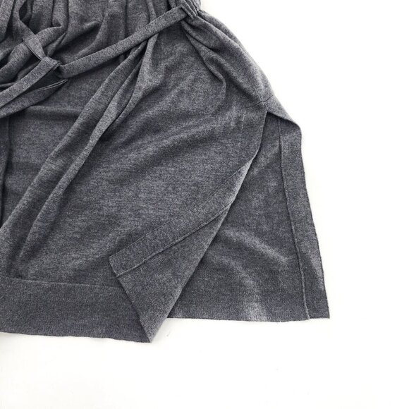 EILEEN FISHER Belted Gray Open Cardigan Tencel Organic Cotton Silk Slits - Picture 6 of 8